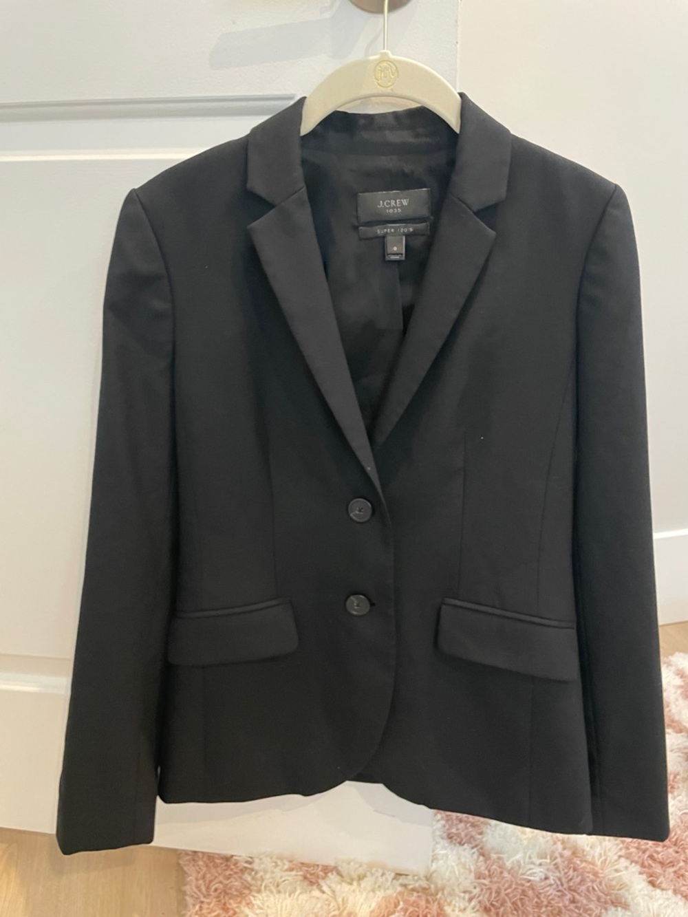 J. Crew Super 120s Black Women's Two-Button Notch Lapel Blazer